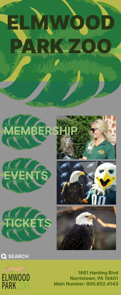 Elmwood Park Zoo mobile app mockup